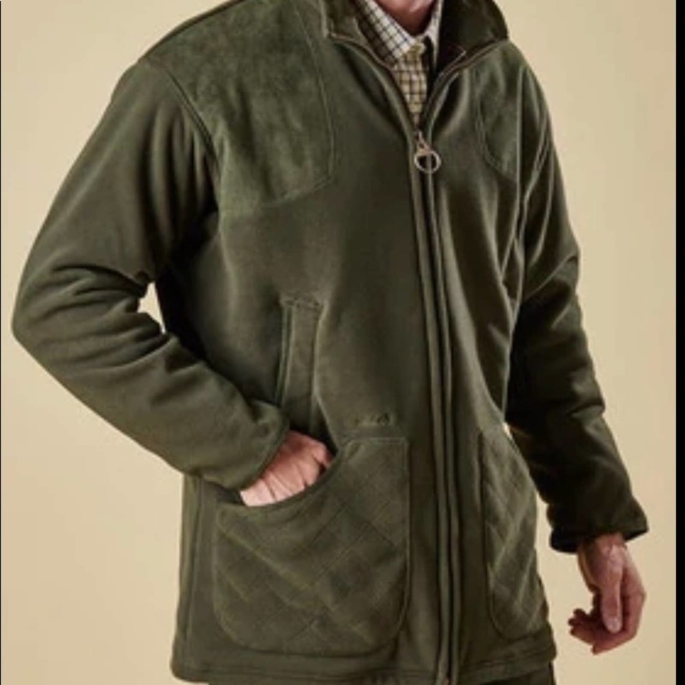 Vintage Barbour Men's XXL Dunmoor Sporting Fleece Jacket Coat Olive Green